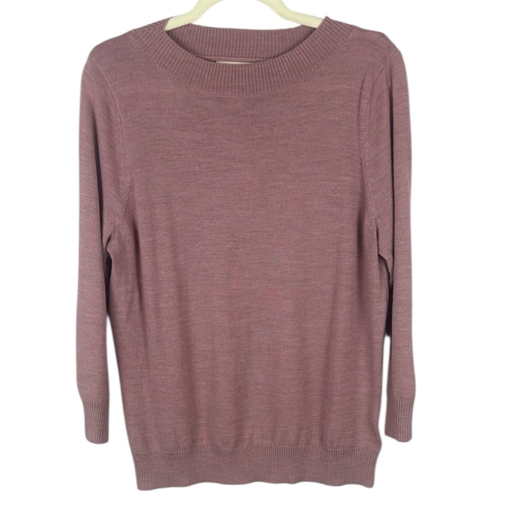 Cynthia Rowley 100% Extra Fine Merino Wool Pink Crew Neck Sweater Knit Size L